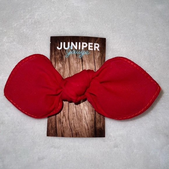 Solid Red Rockabilly Bandana Knotted Hair Bow - Picture 11 of 11